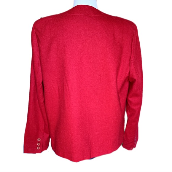 Vintage 90's Talbots Red Wool Open-front Blazer 10 - Picture 4 of 9